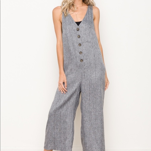 Hem & Thread Gray Button Front Jumper Sz S - Picture 1 of 7